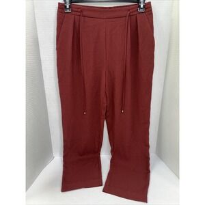 Forever 21 Pants Women's Size Large Burgundy Stretchy Pleated Polyester Pants